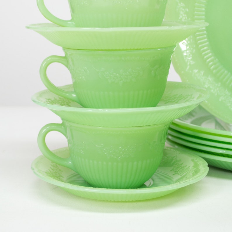 Fire King Jadeite Alice Dinnerware Set Jadite Alice Dinner Etsy