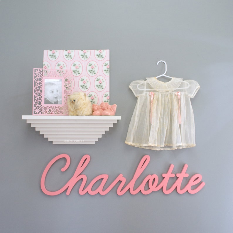 Nursery Wall Decor Cursive Name Sign Wooden Baby Name Sign Etsy