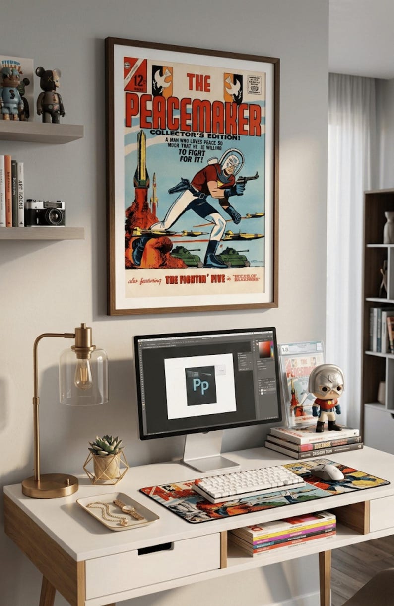 The Peacemaker Vintage Comic Cover 1960s Superhero Print Retro War Era ...