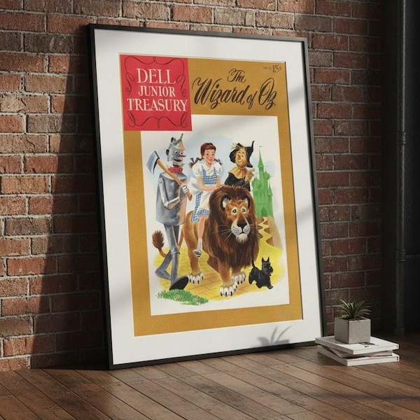 Wizard of Oz Art Print • 1950s Dell Junior Treasury • Mid-Century nursery Decor | NO FRAME |