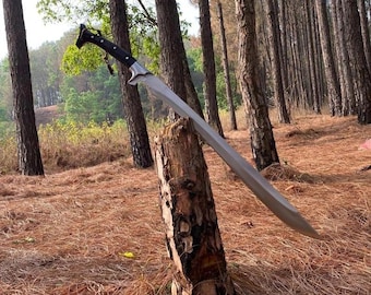 Drop Point Sword Hand Forged Carbon Steel viking Sword | Full Tang Survival Machete | Heavy Duty Bush craft Blade | Gift for Husband or him