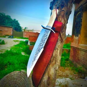 Grande coltello Bowie con fodero, regalo per lui, regalo di compleanno, regalo di anniversario per marito e padre, coltello in stile Bowie personalizzato, regalo