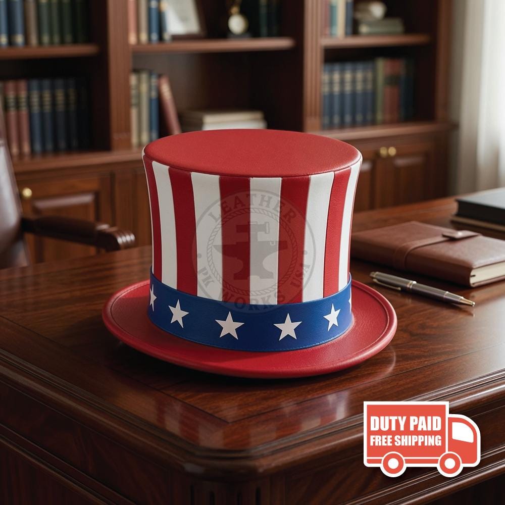 American Flag Leather Top Hat Uncle Sam Patriotic Festival Headwear
