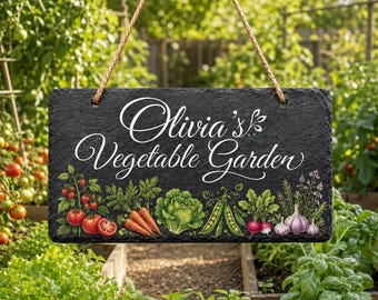 Letrero de jardín de pizarra personalizado, placa personalizada para huerto, regalo para jardineros