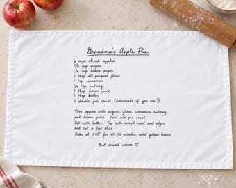 Personalized Handwritten Recipe Tea Towel, White 28.7*17.7in