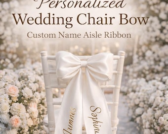 Laço de cetim personalizado para cadeira de casamento, fita personalizada com nome para o corredor, decoração para cerimônia.