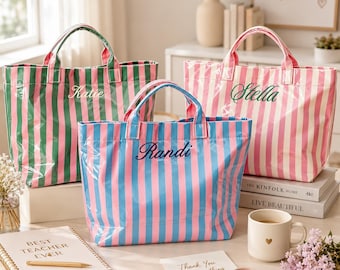 Bolso de mano personalizado para profesores, con nombre bordado a medida, regalo de agradecimiento y de fin de curso.