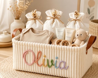 Cesta personalizada para la habitación del bebé, cesta personalizada para guardar libros de bebé, regalo para baby shower, regalo para recién nacido, organizador de libros infantiles.