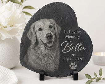 Placa conmemorativa personalizada en forma de corazón para mascotas con soporte, placa personalizada con foto de perro o gato, regalo de condolencia por la pérdida de una mascota, recuerdo en memoria de un ser querido.