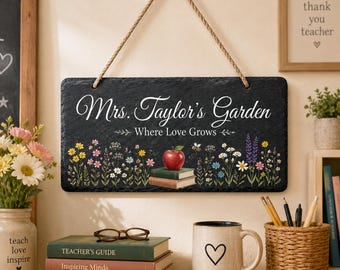 Letrero de pizarra personalizado para profesores, decoración personalizada para el aula, regalo de agradecimiento para profesores, regalo de reconocimiento para profesores, letrero para la oficina del profesor