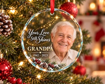 Personalized Memorial Ornament, Custom Photo Crystal Christmas Ornament, Loss of Loved One Gift, Family Remembrance Keepsake