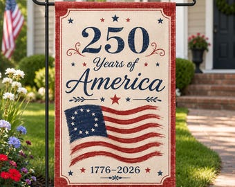 Amerika 250 Flagge, Vaterländische Gartenflagge, 1776-2026 USA Yard-Flagge, 4. Juli-Dekor, Gedenktag-Dekor, Americana-Flagge im Freien