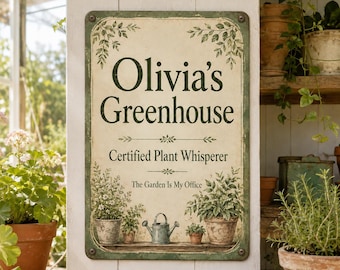 Regalo personalizado para horticultores, letrero metálico personalizado para invernadero, regalo para jardineros, decoración de pared para amantes de las plantas, letrero de hojalata de 8x12 pulgadas, 6 estilos.