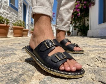 Men Grounding Barefoot Sandals: Wide Toe Box Zero Drop Earthing Slippers - Black