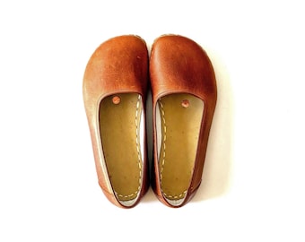 Women's Barefoot Ballet Flats, Wide Toe Box Leather Grounding Shoes