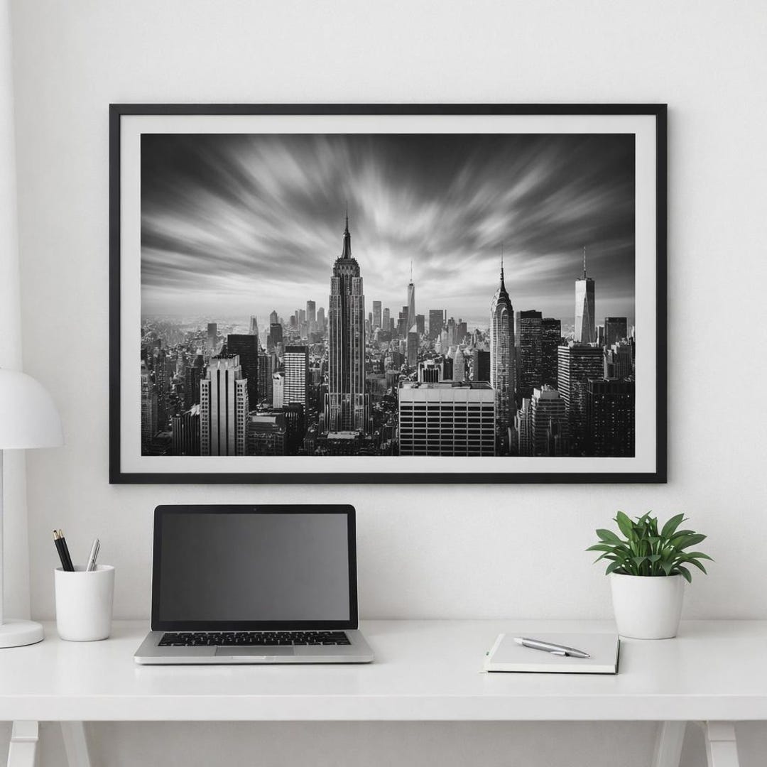 Noir NYC Cityscape Print – Black and White New York Wall Art, Moody ...