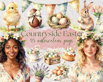 Pastel Easter Clipart, spring graphics april clipart, Easter egg hunt graphics for scrapbook, cards, Easter crafts, sublimation png bundle