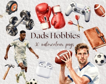 Dad Hobbies Clipart Bundle, Father’s Day Clipart, Dad Life PNG, DIY Dad, Sports Dad, Tools, Gifts, Men Clipart, 30 PNGS