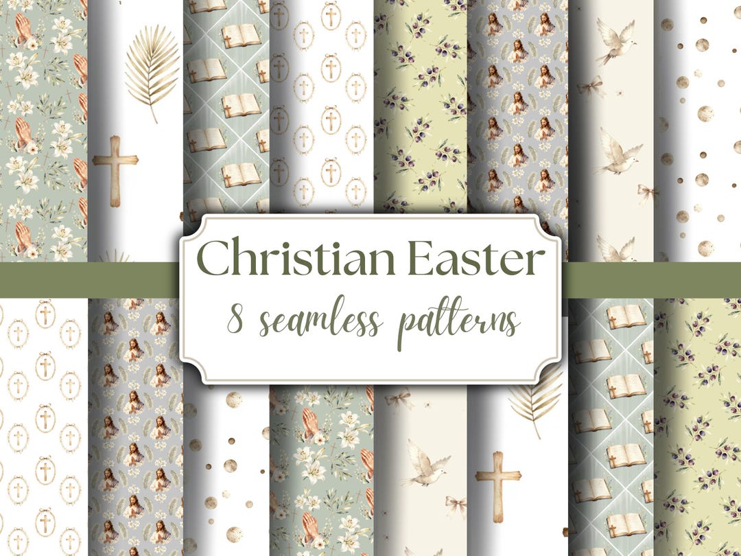 Christian Easter Seamless Patterns PNG Religious Easter Digital Paper ...