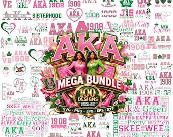 AKA SVG Bundle | Alpha Kappa Alpha Inspired (svg, png, eps, dxf) Sorority Designs