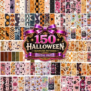150 Halloween Seamless Digital Paper Patterns (Instant Download)