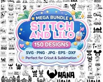 Stitch and Lilo SVG Bundle: 150 Cartoon Designs (Cricut and Silhouette)