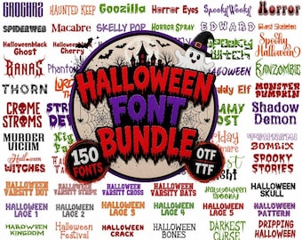 150 Halloween Font Bundle Spooky Dripping Scary Fonts Horror Alphabet TTF OTF Cricut Canva Gothic Typography
