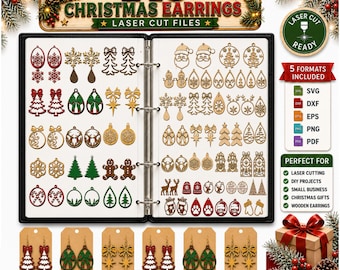 140 Christmas Earrings SVG Bundle, Laser Cut Files for Wood, Acrylic (Digital Download)