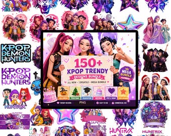 KPop PNG-clipartbundel, kawaii halloween, kerst, verjaardagsontwerpen (digitale download)