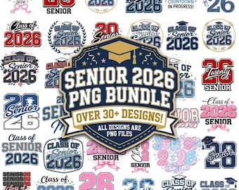 Senior 2026 PNG Bundle, Graduation Designs (Digital Download)
