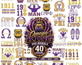 Omega Psi Phi SVG Bundle, 1911 Greek Letters (svg, png, eps, dxf)