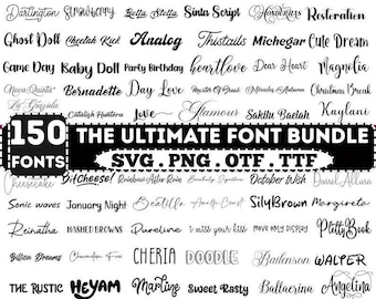Ultimate Font Bundle :150 TTF & SVG Fonts for Cricut, Canva, Procreate Crafting - Digital Download