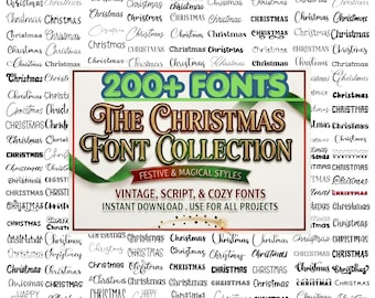 200 Christmas Font Bundle & Alphabets, Holiday Fonts (Instant Download)