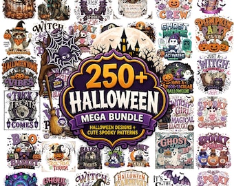 250+ Halloween PNG Designs & Patterns Bundle (Instant Download)