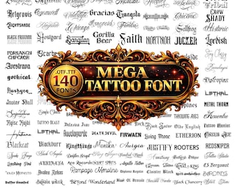 Premuim Top selling Tattoo Font Bundle | 140 Lettering Styles, Procreate & Cricut (TTF, OTF)
