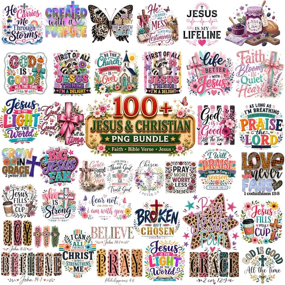100+ Christian Png Bundle, Bible Verse Png, Jesus Png, God Png, Faith Png, Blessed Png, Religious Png, Scripture Png, Digital Download