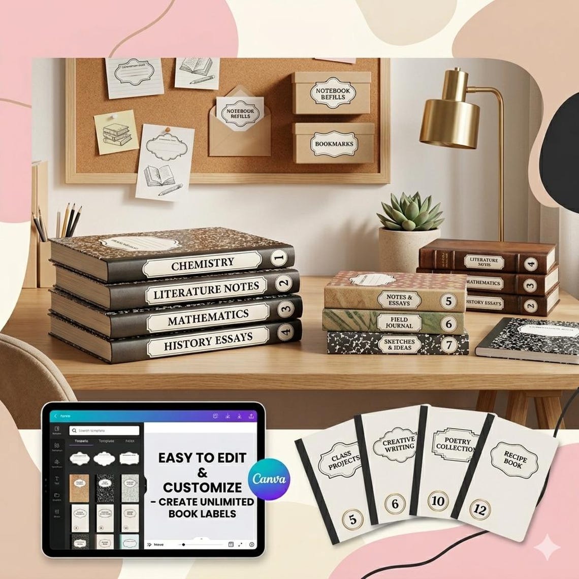 30 Composition Book Label Svg Bundle, Composition Notebook Labels ...