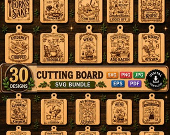 Funny Cutting Board Bundle | Sarcastic Kitchen Quotes, Engraving Files (svg, png, dxf)