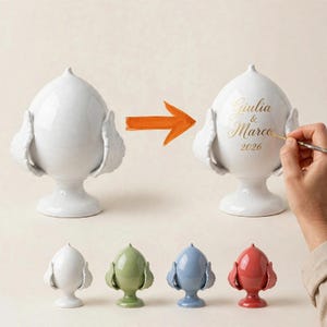 Personalized Ceramic Pumo with Your Handwritten Text, Custom Apulian Good Luck Charm, Hand Painted Names and Date, Grottaglie Puglia Pottery