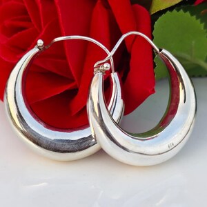925 Sterling Silver, Chunky Silver Hoop Earrings, Thick Statement Hoops, Minimalist  Everyday Earrings, Strerling Silver Style, Gift for Her