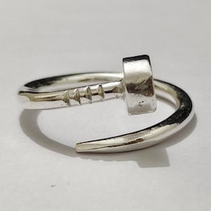 Handmade 925 Sterling Silver Ring, Adjustable Wrap Ring, Minimalist Statement Band, Unique Industrial Jewelry Gift for Her