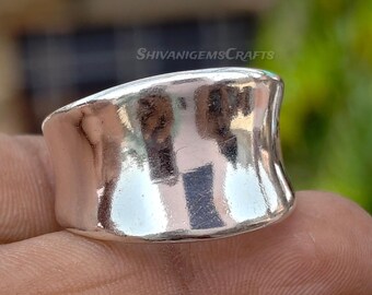 Sterling Silver Wide Band Ring, Minimalist Statement Ring, Handmade Silver Band, Modern Unisex Ring, Gift for Men Women