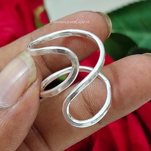 925 Sterling Silver Open Wave Toe Ring for Women | Adjustable S Shape Minimal Bichiya | 70-75% OFF Limited Time
