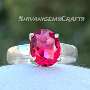 Ruby Ring, Red Gemstone Ring, Handmade Silver Ring, Boho Jewelry, Statement Ring, Gift for Her, Sterling Silver Ring, Engagement Ring