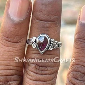 Ruby Ring, Handmade 925 Sterling Silver Boho Ring, Vintage Boho Ring, Elegant Statement Ring, Women Jewelry