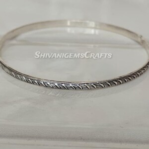 Handcrafted Sterling Silver Bangle, Minimalist Pattern Bracelet, Everyday Elegant Jewelry for Women