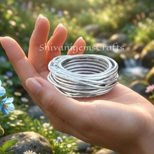 Minimalist Silver Stackable Rings Set, Handmade Wire Rings, Adjustable Boho Ring Set, Dainty Stacking Rings for Women, Everyday Jewelry Gift