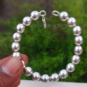 Bracelet à billes tournantes en argent massif 925, perles de 8 mm, bijou minimaliste sphérique