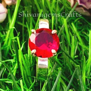 Handmade Silver Ring, Ruby Look Red Crystal Ring, Minimalist Statement Ring, Elegant Women Jewelry, Artisan Crafted Ring, ShivanigemsCrafts