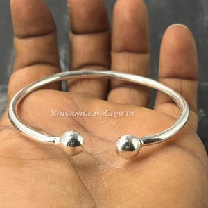 925 Sterling Silver, Solid 925 Sterling Silver Plain Bangle - Heavy Adjustable Cuff, Dainty Stackable Bangle, Open Cuff Bangle